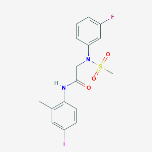 molecular formula C16H16FIN2O3S B3534224 N~2~-(3-fluorophenyl)-N~1~-(4-iodo-2-methylphenyl)-N~2~-(methylsulfonyl)glycinamide 