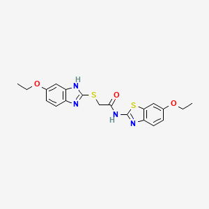 molecular formula C20H20N4O3S2 B3534244 2-[(5-ethoxy-1H-benzimidazol-2-yl)thio]-N-(6-ethoxy-1,3-benzothiazol-2-yl)acetamide 
