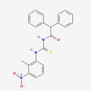 molecular formula C22H19N3O3S B3534270 N-{[(2-methyl-3-nitrophenyl)amino]carbonothioyl}-2,2-diphenylacetamide 