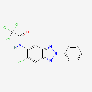 molecular formula C14H8Cl4N4O B3534274 2,2,2-trichloro-N-(6-chloro-2-phenyl-2H-1,2,3-benzotriazol-5-yl)acetamide 