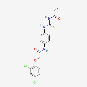 molecular formula C18H17Cl2N3O3S B3534277 N-{[(4-{[(2,4-dichlorophenoxy)acetyl]amino}phenyl)amino]carbonothioyl}propanamide 