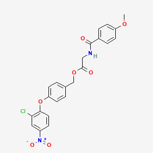 molecular formula C23H19ClN2O7 B3534300 4-(2-chloro-4-nitrophenoxy)benzyl N-(4-methoxybenzoyl)glycinate 