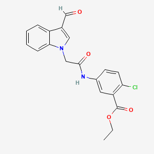 molecular formula C20H17ClN2O4 B3534316 ethyl 2-chloro-5-{[(3-formyl-1H-indol-1-yl)acetyl]amino}benzoate 