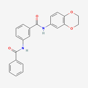 molecular formula C22H18N2O4 B3534341 3-(benzoylamino)-N-(2,3-dihydro-1,4-benzodioxin-6-yl)benzamide 