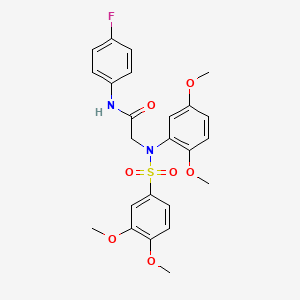 molecular formula C24H25FN2O7S B3534369 N~2~-(2,5-dimethoxyphenyl)-N~2~-[(3,4-dimethoxyphenyl)sulfonyl]-N~1~-(4-fluorophenyl)glycinamide 