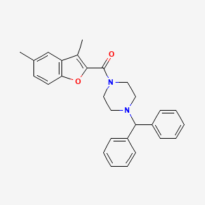 molecular formula C28H28N2O2 B3534387 1-[(3,5-dimethyl-1-benzofuran-2-yl)carbonyl]-4-(diphenylmethyl)piperazine 