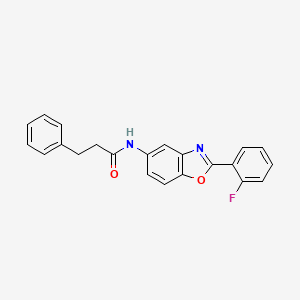 molecular formula C22H17FN2O2 B3534403 N-[2-(2-fluorophenyl)-1,3-benzoxazol-5-yl]-3-phenylpropanamide 