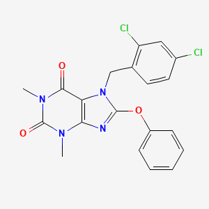 molecular formula C20H16Cl2N4O3 B3534426 7-(2,4-dichlorobenzyl)-1,3-dimethyl-8-phenoxy-3,7-dihydro-1H-purine-2,6-dione 
