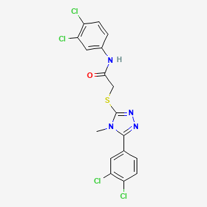 molecular formula C17H12Cl4N4OS B3534434 N-(3,4-dichlorophenyl)-2-{[5-(3,4-dichlorophenyl)-4-methyl-4H-1,2,4-triazol-3-yl]thio}acetamide 