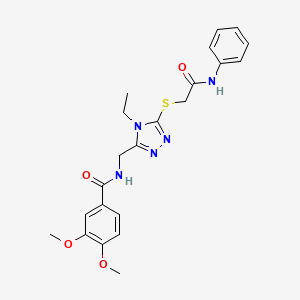 molecular formula C22H25N5O4S B3534436 N-({5-[(2-anilino-2-oxoethyl)thio]-4-ethyl-4H-1,2,4-triazol-3-yl}methyl)-3,4-dimethoxybenzamide 