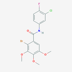 molecular formula C16H14BrClFNO4 B3534456 2-bromo-N-(3-chloro-4-fluorophenyl)-3,4,5-trimethoxybenzamide 