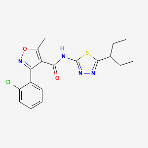 molecular formula C18H19ClN4O2S B3534485 3-(2-chlorophenyl)-N-[5-(1-ethylpropyl)-1,3,4-thiadiazol-2-yl]-5-methyl-4-isoxazolecarboxamide 