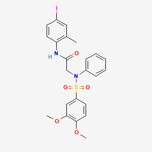 molecular formula C23H23IN2O5S B3534514 N~2~-[(3,4-dimethoxyphenyl)sulfonyl]-N~1~-(4-iodo-2-methylphenyl)-N~2~-phenylglycinamide 