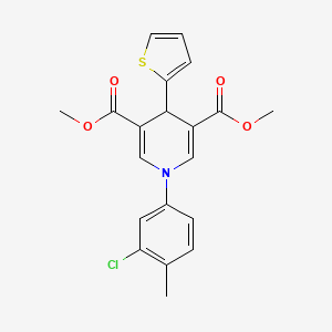 molecular formula C20H18ClNO4S B3534526 dimethyl 1-(3-chloro-4-methylphenyl)-4-(2-thienyl)-1,4-dihydro-3,5-pyridinedicarboxylate 