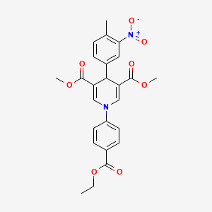 molecular formula C25H24N2O8 B3534538 dimethyl 1-[4-(ethoxycarbonyl)phenyl]-4-(4-methyl-3-nitrophenyl)-1,4-dihydro-3,5-pyridinedicarboxylate 