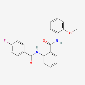 molecular formula C21H17FN2O3 B3534544 2-[(4-fluorobenzoyl)amino]-N-(2-methoxyphenyl)benzamide 