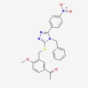 molecular formula C25H22N4O4S B3534568 1-[3-({[4-benzyl-5-(4-nitrophenyl)-4H-1,2,4-triazol-3-yl]thio}methyl)-4-methoxyphenyl]ethanone 