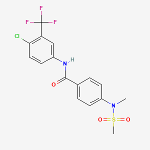 molecular formula C16H14ClF3N2O3S B3534614 N-[4-chloro-3-(trifluoromethyl)phenyl]-4-[methyl(methylsulfonyl)amino]benzamide 