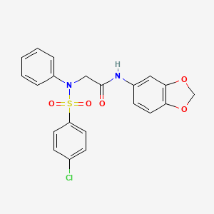 molecular formula C21H17ClN2O5S B3534661 N~1~-1,3-benzodioxol-5-yl-N~2~-[(4-chlorophenyl)sulfonyl]-N~2~-phenylglycinamide 