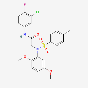 molecular formula C23H22ClFN2O5S B3534692 N~1~-(3-chloro-4-fluorophenyl)-N~2~-(2,5-dimethoxyphenyl)-N~2~-[(4-methylphenyl)sulfonyl]glycinamide 