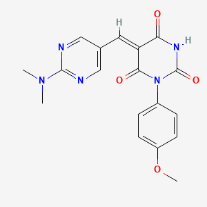 molecular formula C18H17N5O4 B3534697 5-{[2-(dimethylamino)-5-pyrimidinyl]methylene}-1-(4-methoxyphenyl)-2,4,6(1H,3H,5H)-pyrimidinetrione 