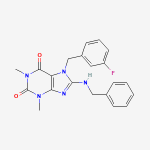 molecular formula C21H20FN5O2 B3534708 8-(benzylamino)-7-(3-fluorobenzyl)-1,3-dimethyl-3,7-dihydro-1H-purine-2,6-dione 