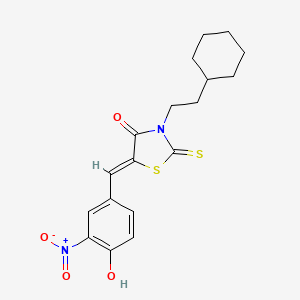 molecular formula C18H20N2O4S2 B3534734 3-(2-cyclohexylethyl)-5-(4-hydroxy-3-nitrobenzylidene)-2-thioxo-1,3-thiazolidin-4-one 