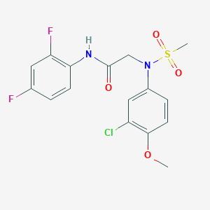molecular formula C16H15ClF2N2O4S B3534747 N~2~-(3-chloro-4-methoxyphenyl)-N~1~-(2,4-difluorophenyl)-N~2~-(methylsulfonyl)glycinamide 