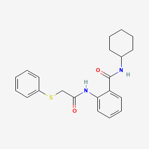 molecular formula C21H24N2O2S B3534781 N-cyclohexyl-2-{[(phenylthio)acetyl]amino}benzamide 