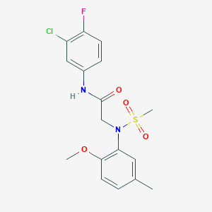 molecular formula C17H18ClFN2O4S B3534784 N~1~-(3-chloro-4-fluorophenyl)-N~2~-(2-methoxy-5-methylphenyl)-N~2~-(methylsulfonyl)glycinamide 