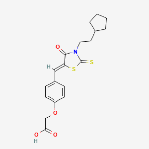 molecular formula C19H21NO4S2 B3534786 (4-{[3-(2-cyclopentylethyl)-4-oxo-2-thioxo-1,3-thiazolidin-5-ylidene]methyl}phenoxy)acetic acid 
