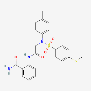 molecular formula C23H23N3O4S2 B3534797 2-[(N-(4-methylphenyl)-N-{[4-(methylthio)phenyl]sulfonyl}glycyl)amino]benzamide 