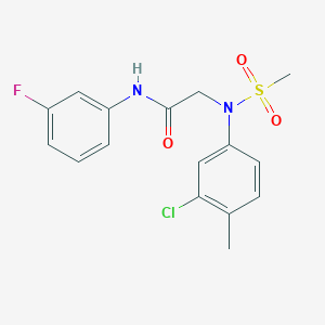 molecular formula C16H16ClFN2O3S B3534824 N~2~-(3-chloro-4-methylphenyl)-N~1~-(3-fluorophenyl)-N~2~-(methylsulfonyl)glycinamide 