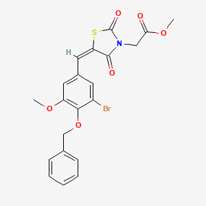 molecular formula C21H18BrNO6S B3534851 methyl {5-[4-(benzyloxy)-3-bromo-5-methoxybenzylidene]-2,4-dioxo-1,3-thiazolidin-3-yl}acetate 
