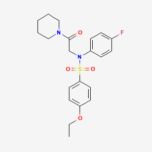 molecular formula C21H25FN2O4S B3534857 4-ethoxy-N-(4-fluorophenyl)-N-[2-oxo-2-(1-piperidinyl)ethyl]benzenesulfonamide 