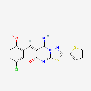 molecular formula C18H13ClN4O2S2 B3534939 6-(5-chloro-2-ethoxybenzylidene)-5-imino-2-(2-thienyl)-5,6-dihydro-7H-[1,3,4]thiadiazolo[3,2-a]pyrimidin-7-one 