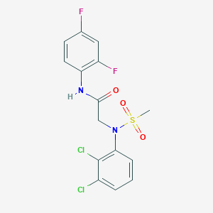 molecular formula C15H12Cl2F2N2O3S B3534940 N~2~-(2,3-dichlorophenyl)-N~1~-(2,4-difluorophenyl)-N~2~-(methylsulfonyl)glycinamide 