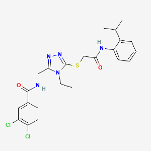 molecular formula C23H25Cl2N5O2S B3534975 3,4-dichloro-N-{[4-ethyl-5-({2-[(2-isopropylphenyl)amino]-2-oxoethyl}thio)-4H-1,2,4-triazol-3-yl]methyl}benzamide 