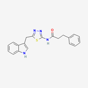 molecular formula C20H18N4OS B3534996 N-[5-(1H-indol-3-ylmethyl)-1,3,4-thiadiazol-2-yl]-3-phenylpropanamide 