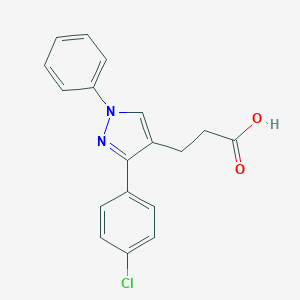 molecular formula C18H15ClN2O2 B035350 3-(4-Chlorophenyl)-1-phenylpyrazole-4-propionic acid CAS No. 108446-79-3