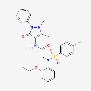 molecular formula C27H27ClN4O5S B3535005 N~2~-[(4-chlorophenyl)sulfonyl]-N~1~-(1,5-dimethyl-3-oxo-2-phenyl-2,3-dihydro-1H-pyrazol-4-yl)-N~2~-(2-ethoxyphenyl)glycinamide 