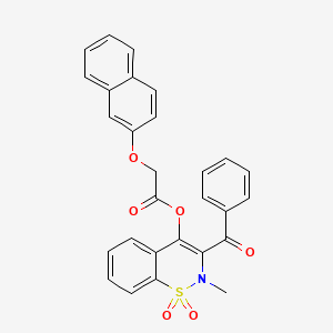 3-benzoyl-2-methyl-1,1-dioxido-2H-1,2-benzothiazin-4-yl (2-naphthyloxy)acetate