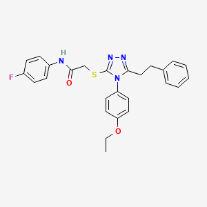 molecular formula C26H25FN4O2S B3535016 2-{[4-(4-ethoxyphenyl)-5-(2-phenylethyl)-4H-1,2,4-triazol-3-yl]thio}-N-(4-fluorophenyl)acetamide 