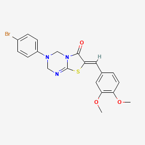 molecular formula C20H18BrN3O3S B3535024 3-(4-bromophenyl)-7-(3,4-dimethoxybenzylidene)-3,4-dihydro-2H-[1,3]thiazolo[3,2-a][1,3,5]triazin-6(7H)-one 