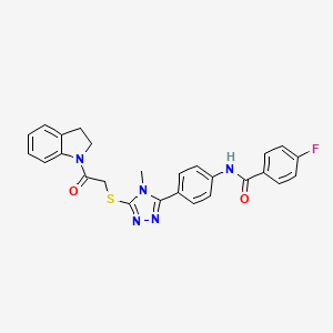 molecular formula C26H22FN5O2S B3535056 N-[4-(5-{[2-(2,3-dihydro-1H-indol-1-yl)-2-oxoethyl]thio}-4-methyl-4H-1,2,4-triazol-3-yl)phenyl]-4-fluorobenzamide 