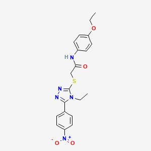 molecular formula C20H21N5O4S B3535069 N-(4-ethoxyphenyl)-2-{[4-ethyl-5-(4-nitrophenyl)-4H-1,2,4-triazol-3-yl]thio}acetamide 