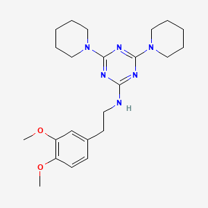molecular formula C23H34N6O2 B3535084 N-[2-(3,4-dimethoxyphenyl)ethyl]-4,6-di-1-piperidinyl-1,3,5-triazin-2-amine 