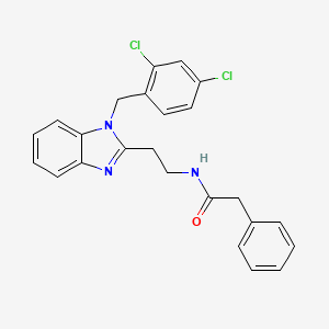 molecular formula C24H21Cl2N3O B3535089 N-{2-[1-(2,4-dichlorobenzyl)-1H-benzimidazol-2-yl]ethyl}-2-phenylacetamide 