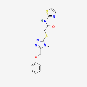 molecular formula C16H17N5O2S2 B3535128 2-({4-methyl-5-[(4-methylphenoxy)methyl]-4H-1,2,4-triazol-3-yl}thio)-N-1,3-thiazol-2-ylacetamide 