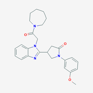 molecular formula C26H30N4O3 B353513 4-(1-(2-(azepan-1-yl)-2-oxoethyl)-1H-benzo[d]imidazol-2-yl)-1-(3-methoxyphenyl)pyrrolidin-2-one CAS No. 942884-74-4